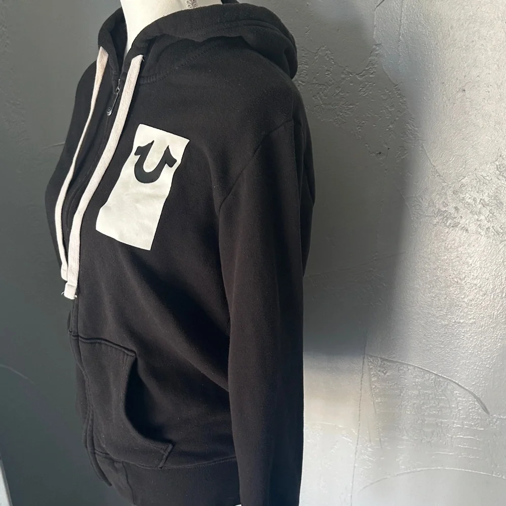 True Religion Black Hoodie with White Accents
